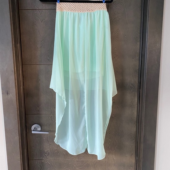 Bella D Mint High Low Crochet Detail Skirt - Picture 3 of 6